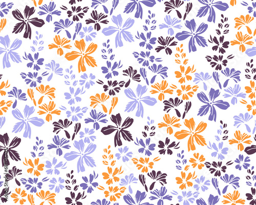 Little field forget-me-not flowers endless pattern vector design. Millefleurs