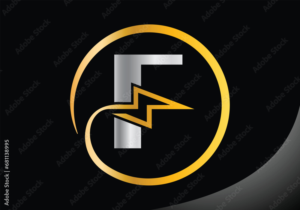 Letter F with lighting thunder bolt Logo Design Vector Template. Letter F with lighting thunder bolt Logo Design Vector Template.