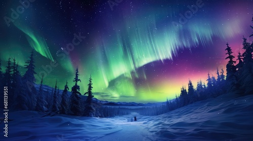 Aurora Borealis Northern Lights night peaceful landscape