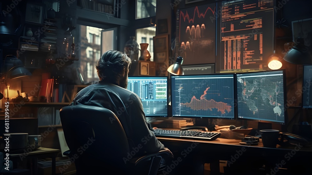 Trader is watching Stocks and Crypto Chart