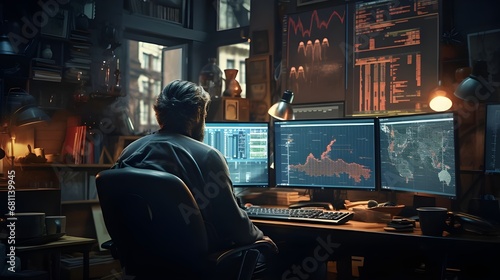 Trader is watching Stocks and Crypto Chart