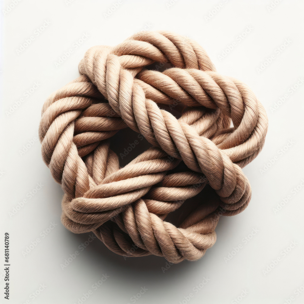 Rope knot isolated on white background. ai generative