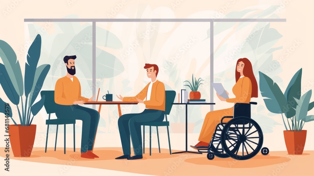 Illustration of 3 people in the cafe Illustration of 3 people in the cafe