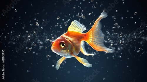 3d animation swimming goldfish.Generative AI