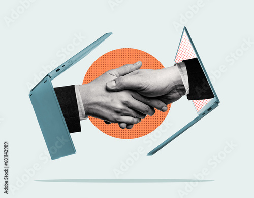 Business and modern technologies. Art collage.