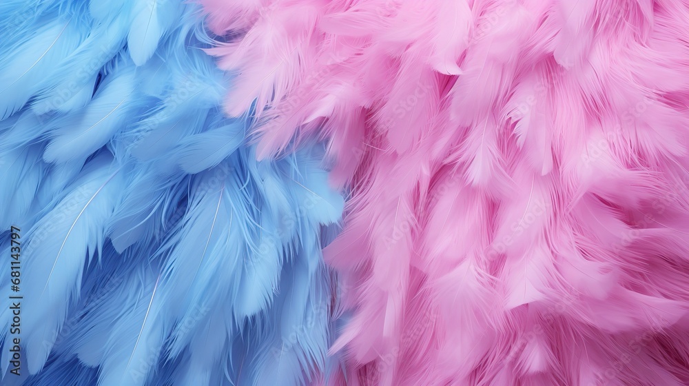 eco-fur bedspread, faux fur is in fashion, in soft pink and blue tones. Abstract wool texture like cotton candy close-up