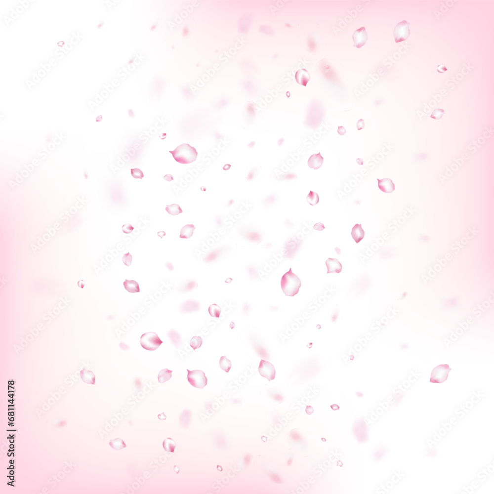 Cherry Sakura Blossom Confetti. Noble Premium Pastel Texture. Windy