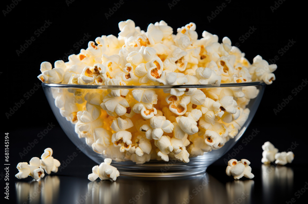 a bowl of popcorn while watching a movie