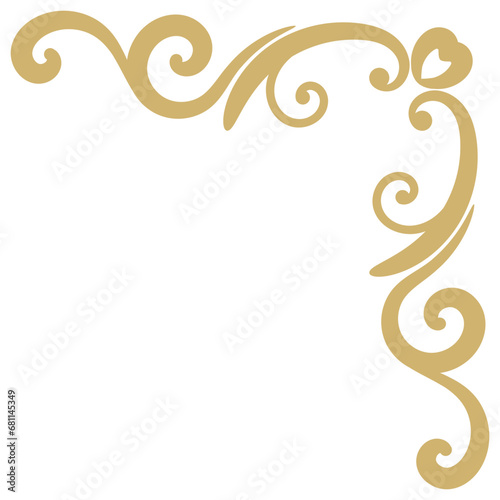 rich gold vintage baroque corner decorated in retro antique style acanthus Filigree typography decorative design You can use it for wedding decoration of greeting cards and laser cutting.
