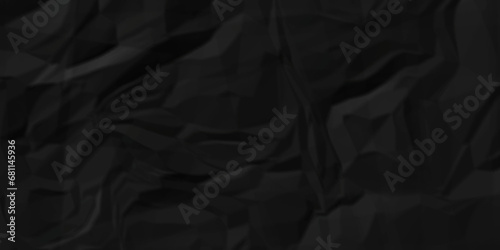 Dark black craft wrinkly paper crumpled texture. black fabric textured crumpled grunge paper background. panorama black paper texture background, crumpled pattern texture background.