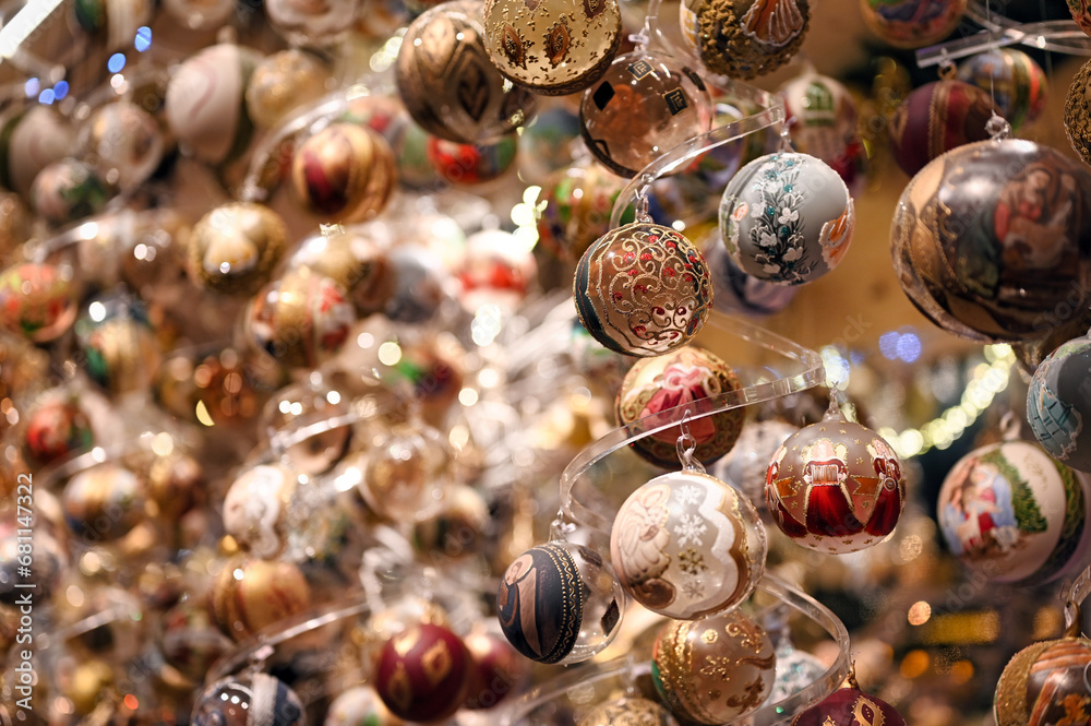 Christmas ornaments and decorations holiday season background