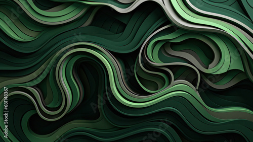 Curvilinear abstract in green and gray