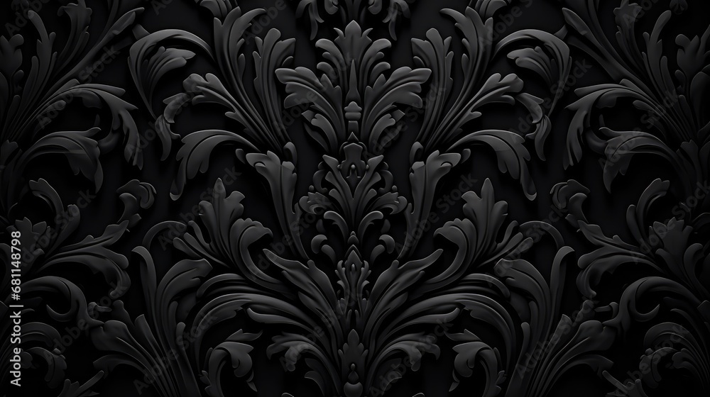 Damask pattern on black background Damask pattern on black background