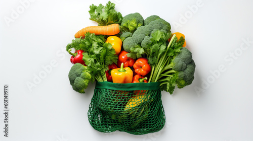 vegetables in a basket on white isloted background photo
