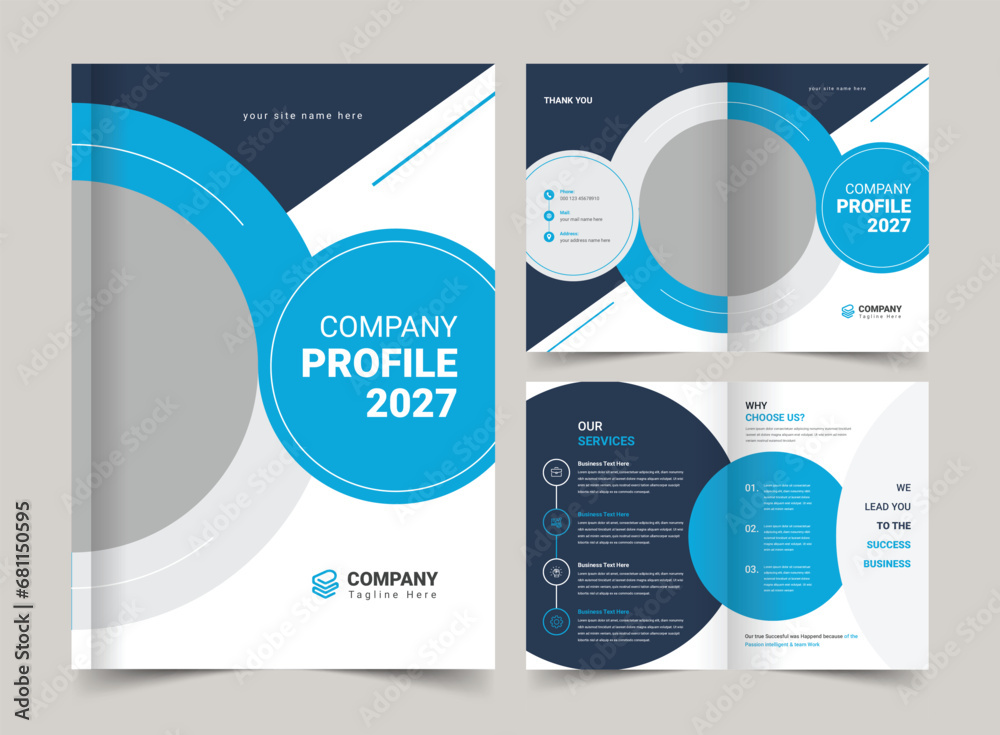 Corporate Bi Fold Brochure Template Layout, Business Brochure, Vector Template