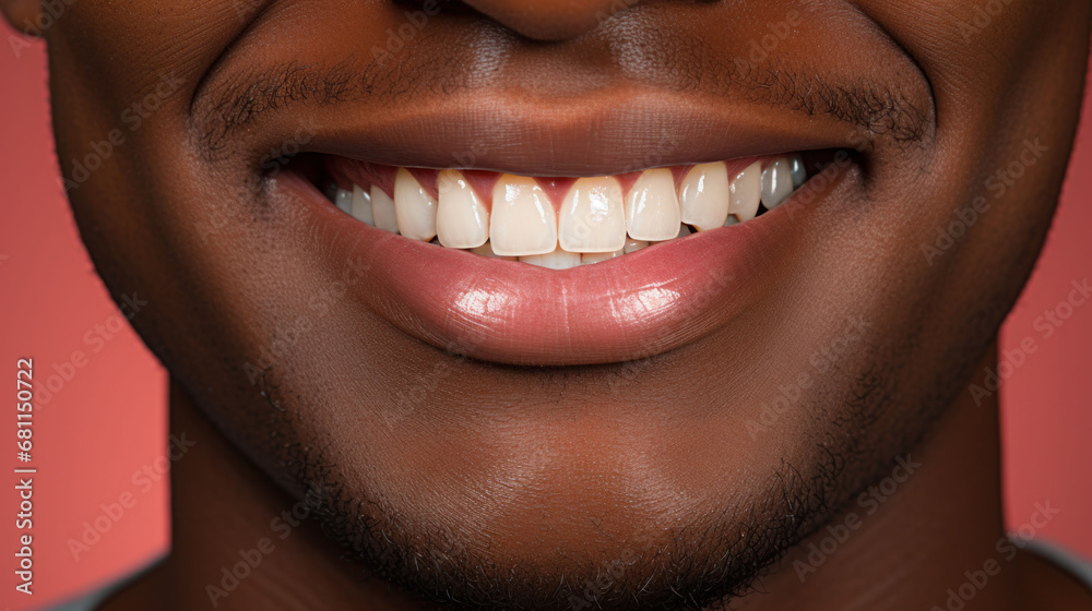 Fototapeta premium A joyful smile with healthy, white teeth, reflecting the vitality of good dental care and personal happiness.