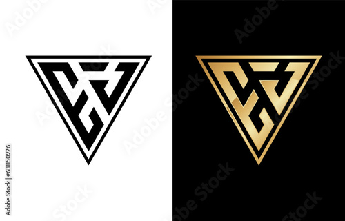 Triangle Letter E and J Logo Design