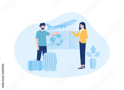 Men are going on holiday out of town trending concept flat illustration