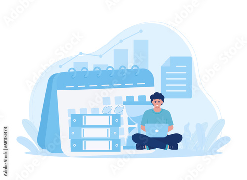 people working on the document and deadlines concept flat illustration