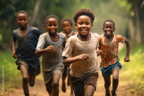 African children participating in sports and athletics, promoting an active lifestyle