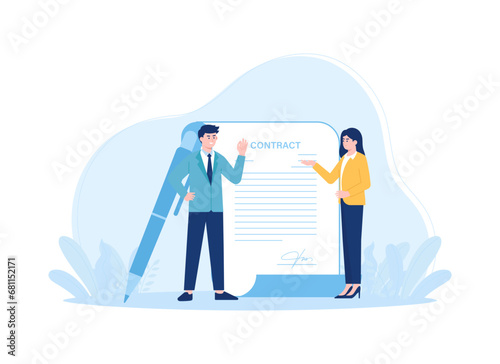 employers sign the contract concept flat illustration
