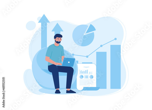 a man analyzes growth data concept flat illustration