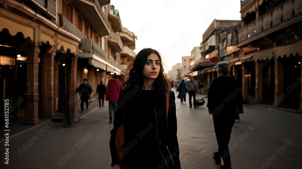 Beatuy lebanese teenager in the town