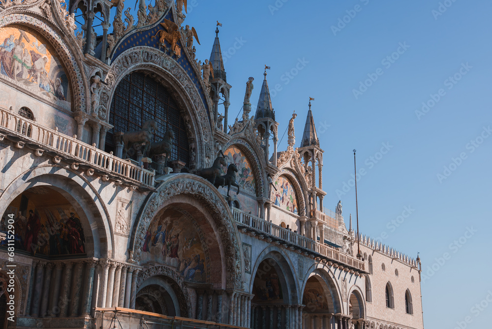 Beautiful Saint Marks Basilica building in Venice, Italy. Capture the essence of this stunning city with this captivating image. St. Marks Basilica