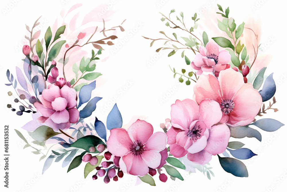 pink flowers border pink flowers border