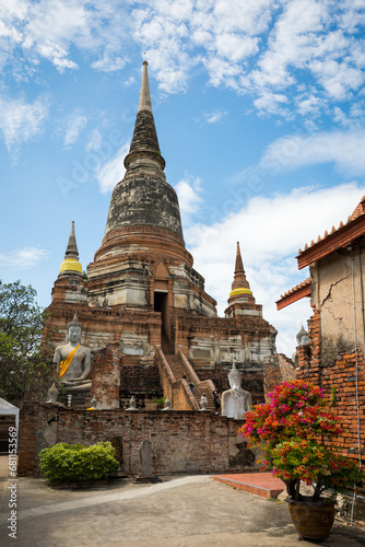 Buddhist temple of Wat Yai Chai Mongkhol in Ayutthaya . Thailand 