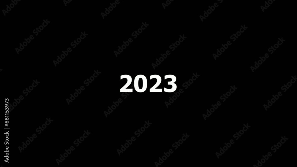 Animation of numbers 2022, 2023, 2004. New Year calendar with white numbers on a black background. Animation of numbers 2022, 2023, 2004. New Year calendar with white numbers on a black background.