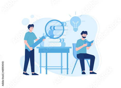 two people are studying concept flat illustration
