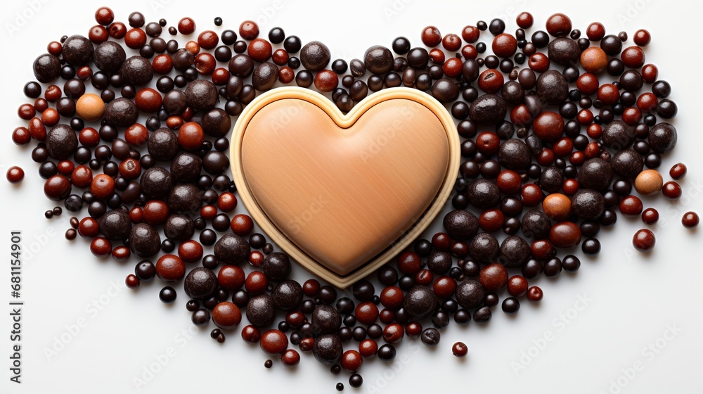 Obraz premium Chocolate heart and chocolate pieces on a white background ,Chocolate day, Valentines Day, Valentines week 