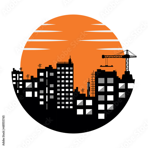 Vector city tall buildings landscape view city scenery background vector