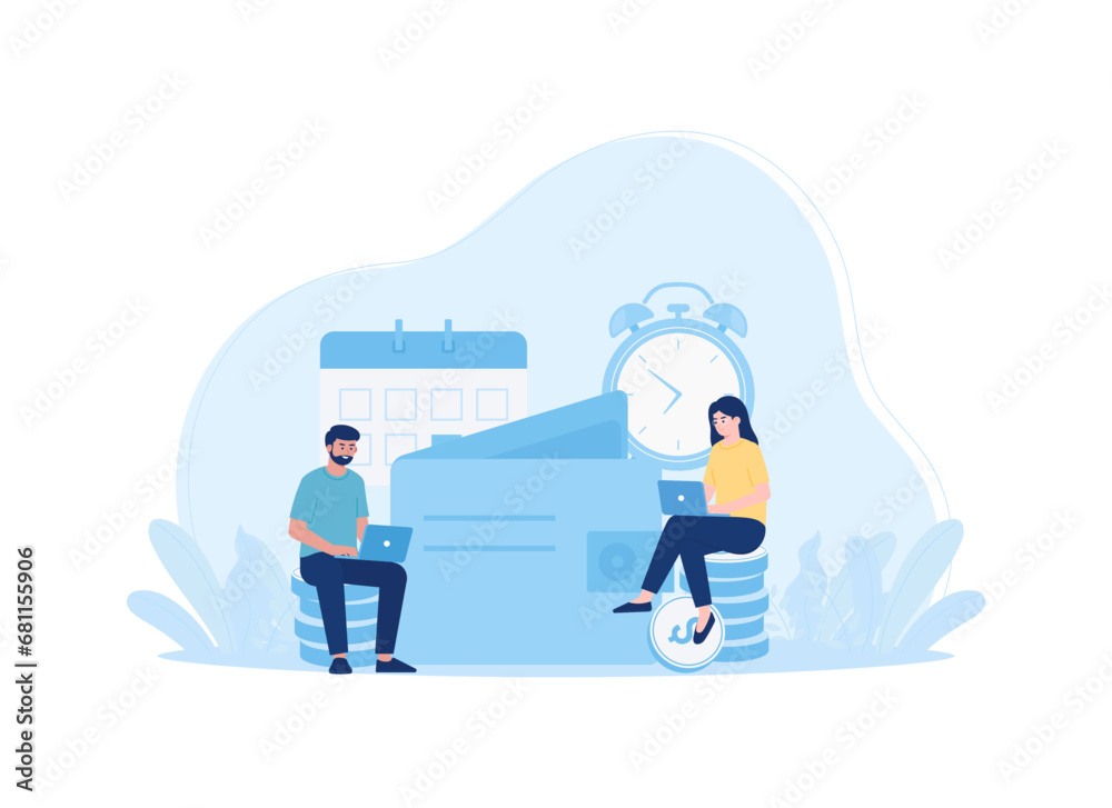 business people who discuss and briefcase concept flat illustration business people who discuss and briefcase concept flat illustration