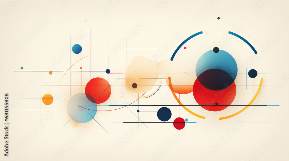 Obraz premium Minimalist illustration with geometric shapes and color lines