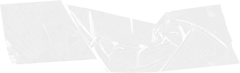Clear transparent masking tape, overlay effect. Crumpled cellophane plastic tape. Shrink crumpled sticky strip. Isolated transparent tape, great for retro design templates, mockup.