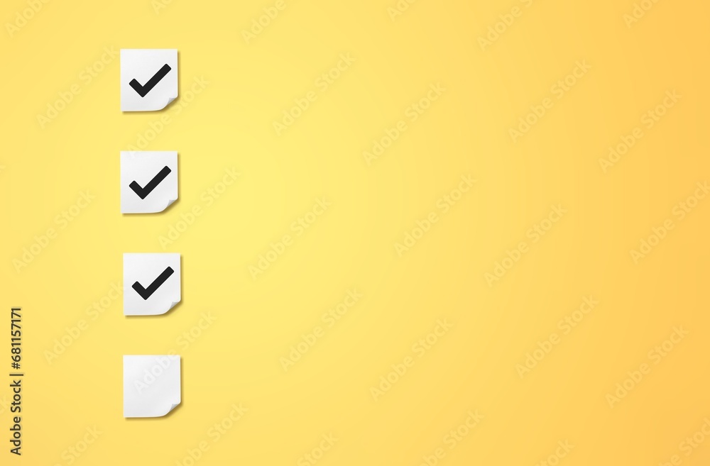 checklist with check sign icons on color background - obrazy, fototapety, plakaty 
