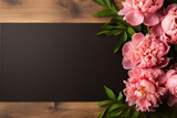 pink flowers on wooden background