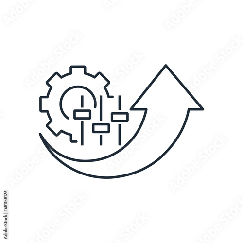 Restrain and accelerate growth. Control manage the process. Vector linear illustration icon isolated on white background.