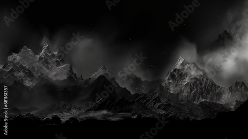 Serene Moonlit Mountain Range with Stars in the Night Sky