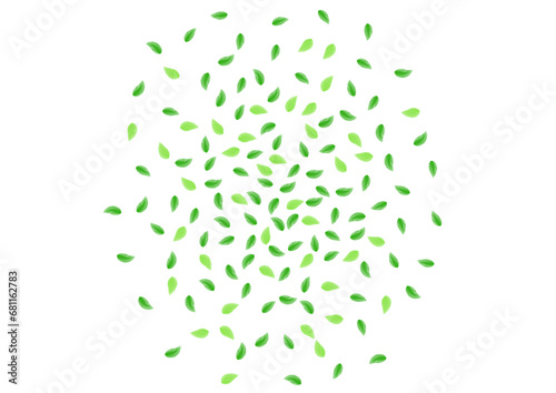 Green Vegetation Background White Vector. Greenery Forest Frame. Rustic Card. Greenish Flying Design. Sheet Vivid.