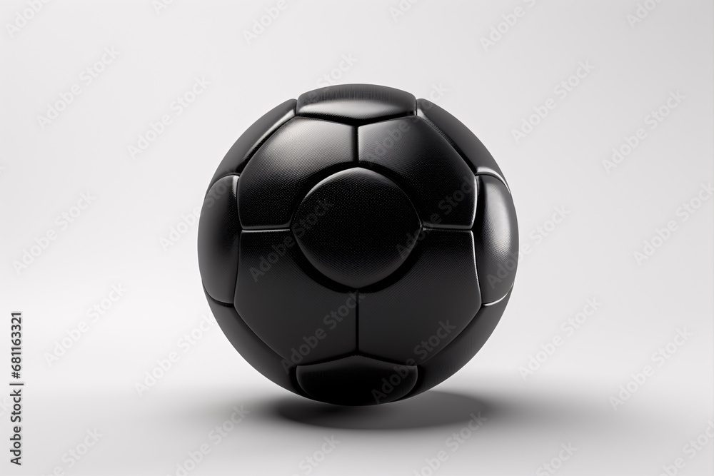A black football, standing alone, against a white backdrop. A black football, standing alone, against a white backdrop.