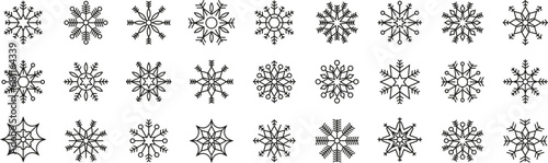 Collection of snowflakes. Snowflake shapes. Vector illustration