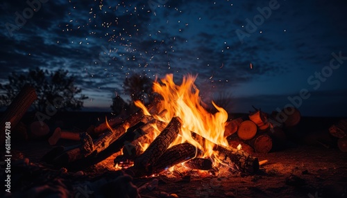 A Cozy Campfire Under a Starry Night Sky