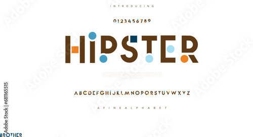 HIPSTER Minimal, an Abstract technology science alphabet font. digital space typography vector illustration design