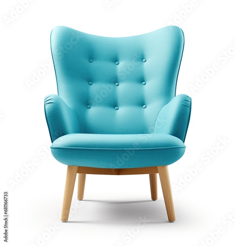 Blue chair isolated on white background. Generative AI