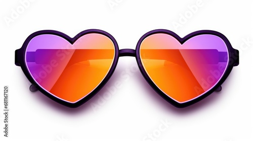 A pair of heart shaped sunglasses on a white surface.