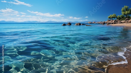 Fototapeta Naklejka Na Ścianę i Meble -  Nice photo of a blue sea on a virgin beach