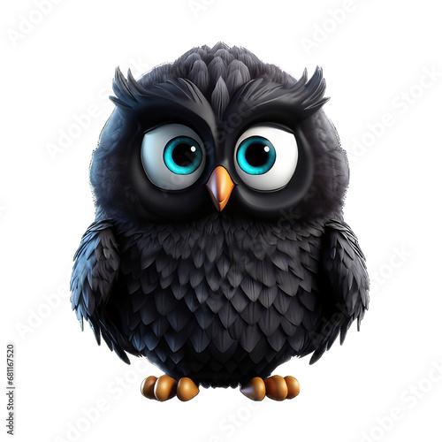 a black owl with transparent background. generative ai